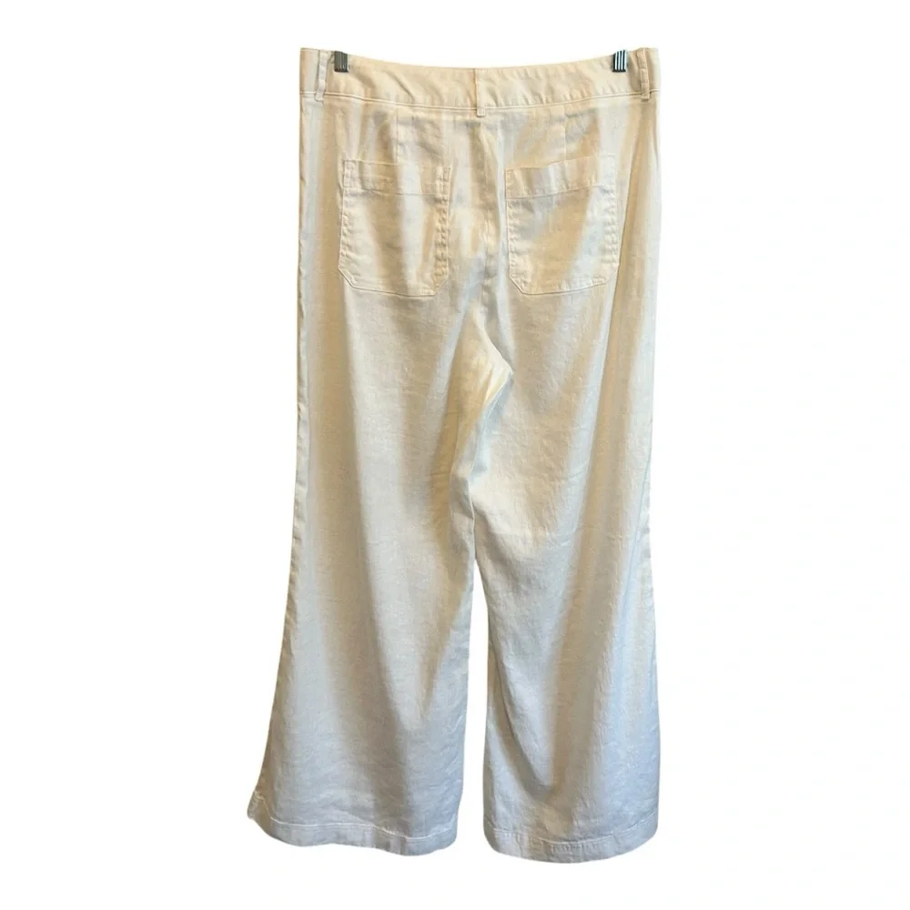 Banana Republic White Linen Wide Leg Pants Size 14